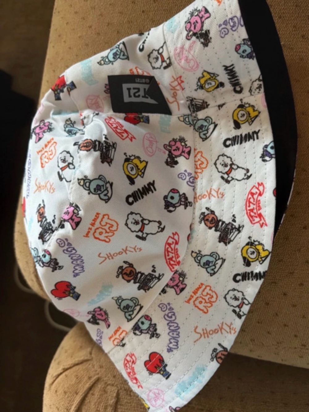 BT21 BTS reversible Kpop White and black Characters Print Bucket Hat
